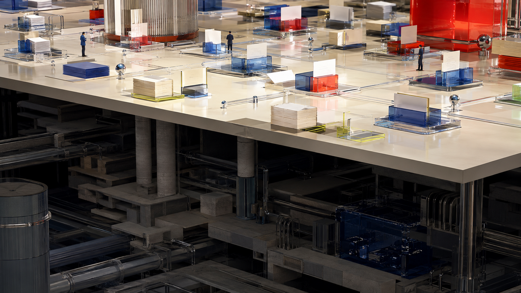 Small AI modules supporting surface tasks while deeper enterprise layers remain dark and disconnected.